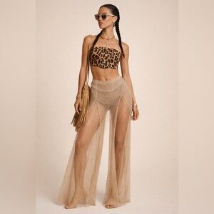 STAUD Leopard Print Strapless Corset Top Bandeau Statement Crop NWOT‎ SZ SM